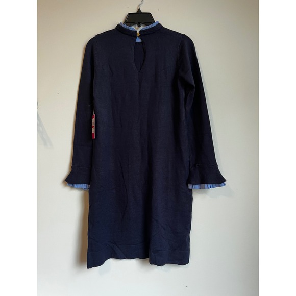Vince Camuto‎ Womens Navy Blue Mock Neck Ruffle Trim Sweater Dress XS NWT - Picture 2 of 7